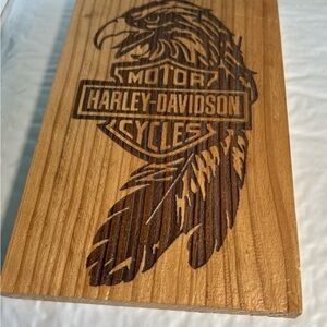 Harley-Davidson Brown Wooden Plaque with Eagle